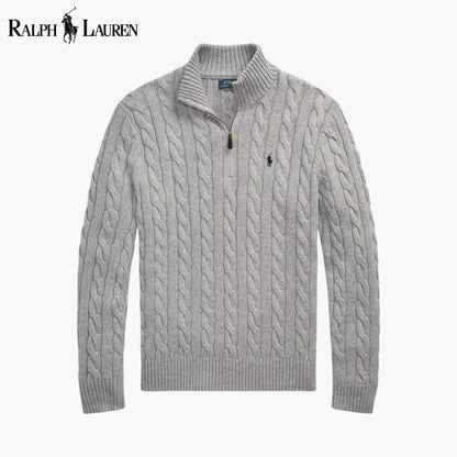 RL Chunky Cable-Knit Cotton Quarter-Zip Sweater