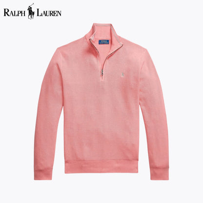 RL Mesh-Knit Cotton Quarter-Zip Sweater