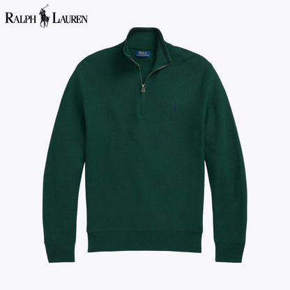 RL Mesh-Knit Cotton Quarter-Zip Sweater